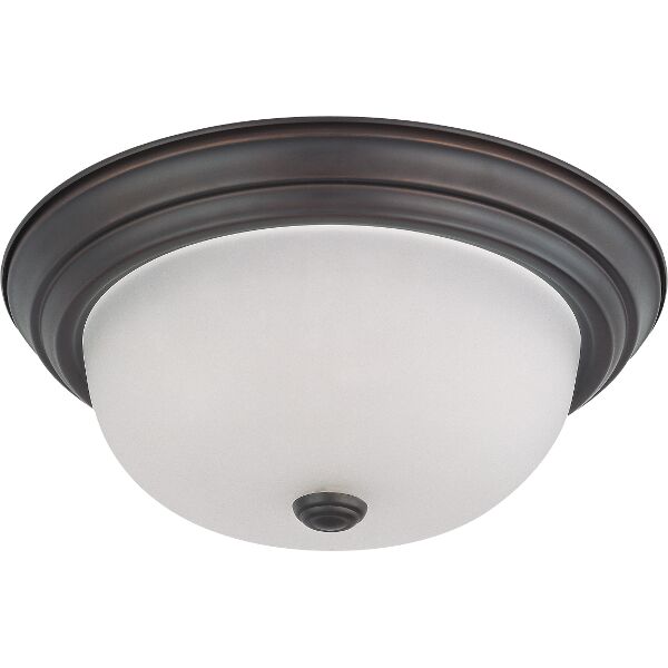Nuvo Lighting 60/3336  2 Light 13" Flush Mount with Frosted White Glass - (2) 13w GU24 Lamps Included in Mahogany Bronze Finish